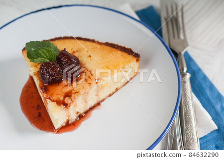 Cottage cheese casserole with strawberry jam 84632290