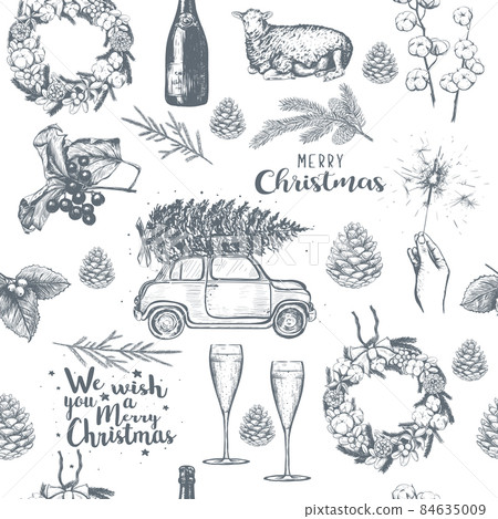 Christmas seamless vector pattern illustration.  84635009