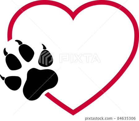 Heart, dog paw, wolf paw, paw logo Heart, dog paw, wolf paw, paw logo 84635306