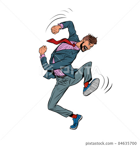 a young man dancing, stylish clothes. Freedom and fan, love of music a young man dancing, stylish clothes. Freedom and fan, love of music 84635700