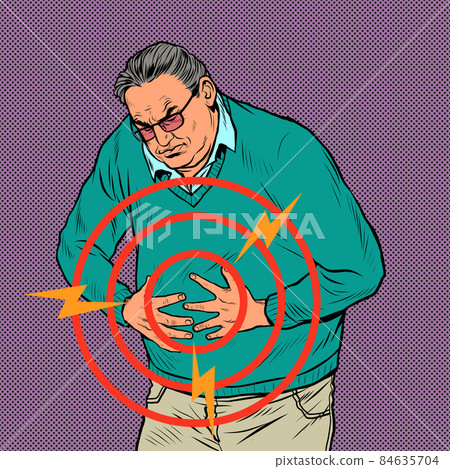 an elderly man abdominal pain, diseases of the stomach, intestines or other internal organs 84635704