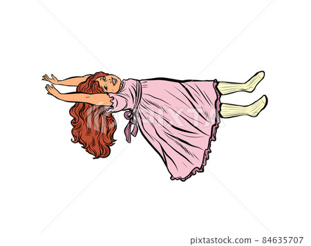 Little girl levitating, magic and sorcery. The devil horrors nightmares 84635707