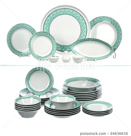 large set of dishes of plates, bowls, saucepan large set of dishes of plates, bowls, saucepan 84636638