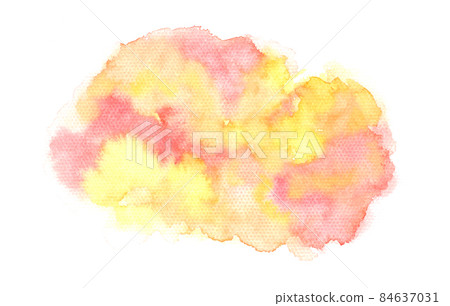 Expressive orange and yellow watercolor stain 84637031