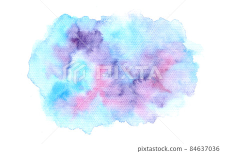 Bright blue, turquoise and pink watercolor stain 84637036