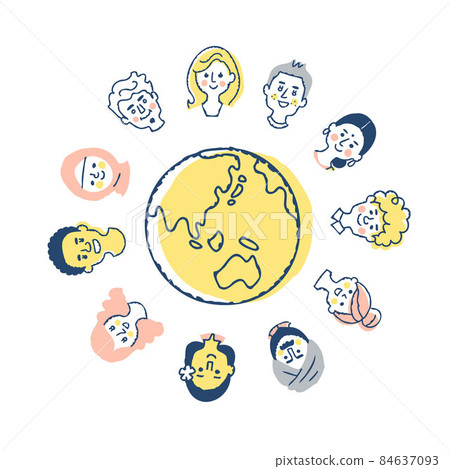 Faces of the earth and various races 84637093