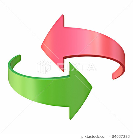 Red and green arrows are moving towards 3D 84637223