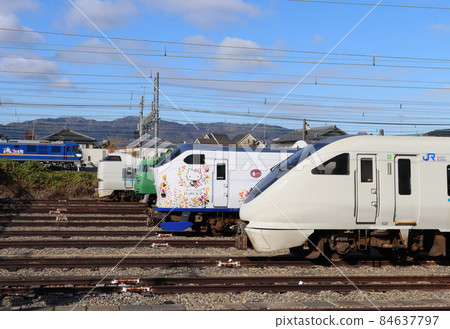 在向日町車站排隊的火車 在向日町車站排隊的火車 84637797