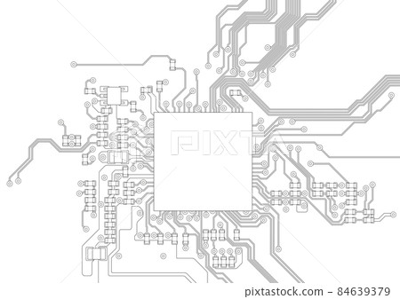 Image illustration of electronic circuit board (hand-drawn) 84639379