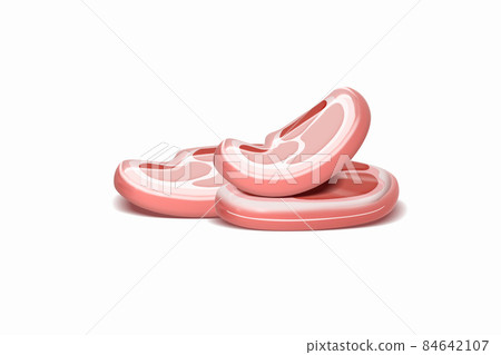 簡單、時尚和 3D 的肉圖標 84642107