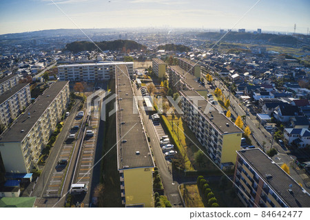 A vast view of Kozoji New Town overlooking Kasugai City and Nagoya City Kasugai City, Aichi Prefecture (aerial view by drone) 84642477