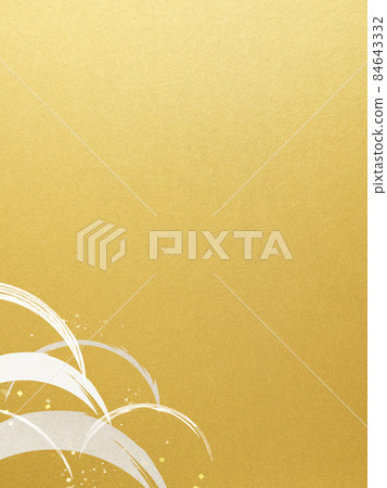 Japanese style background of waves and gold leaf Japanese style background of waves and gold leaf 84643332