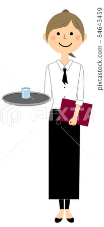 Cafe staff with a menu Cafe staff with a menu 84643459