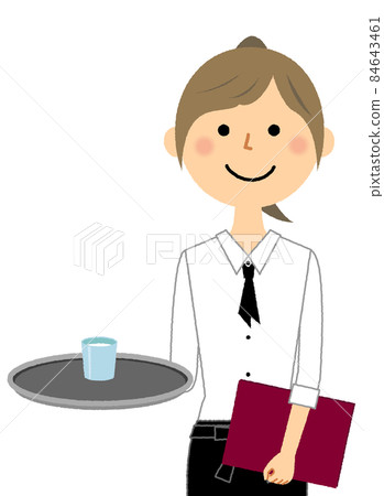 Cafe staff with a menu 84643461