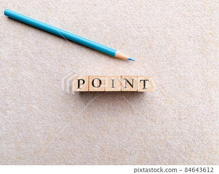 point English stamp and light blue pencil 84643612