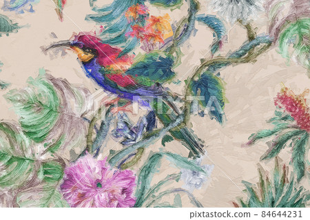 Beautiful oil painting flower illustration 84644231