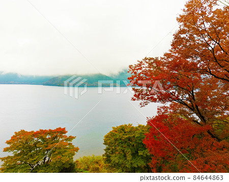 Lake Ashi and autumn leaves 84644863