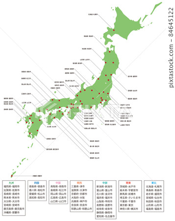Map of Japan Prefecture name Prefectural office location name Map of Japan Prefecture name Prefectural office location name 84645122