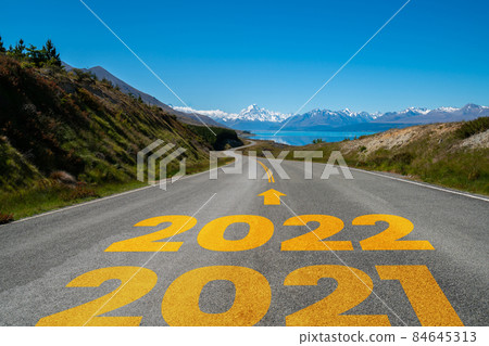 2022 New Year road trip travel and future vision concept 84645313
