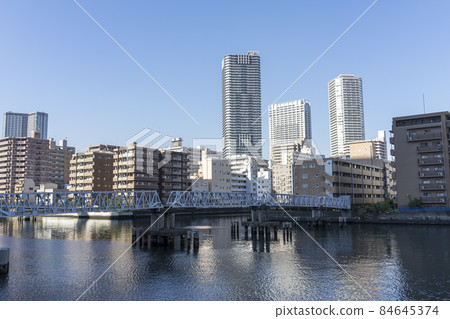 Tokyo river scenery Harumi, Tsukishima, Toyomi Tokyo river scenery Harumi, Tsukishima, Toyomi 84645374