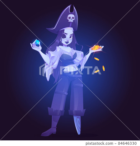 Pirate girl ghost with treasure, young dead woman Pirate girl ghost with treasure, young dead woman 84646330