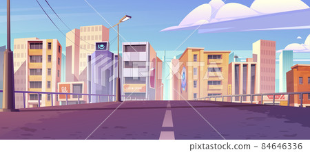 City skyline view from bridge metropolis cityscape 84646336