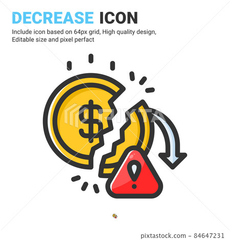 Decrease icon vector with outline color style... - Stock Illustration ...