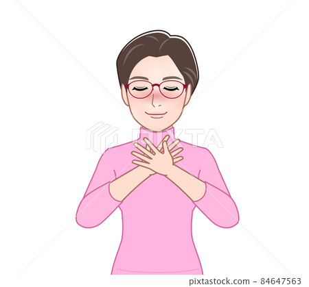 穿粉色長袖高領毛衣的阿姨 84647563