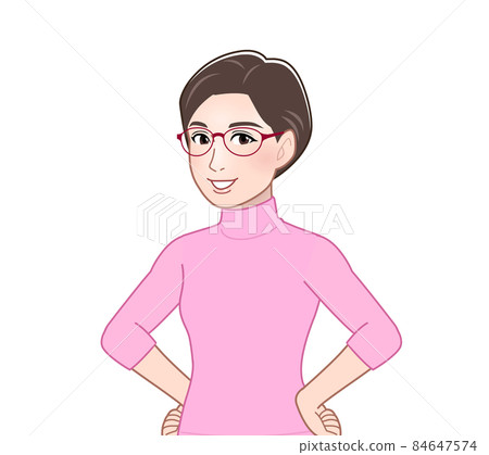 穿粉色長袖高領毛衣的阿姨 84647574