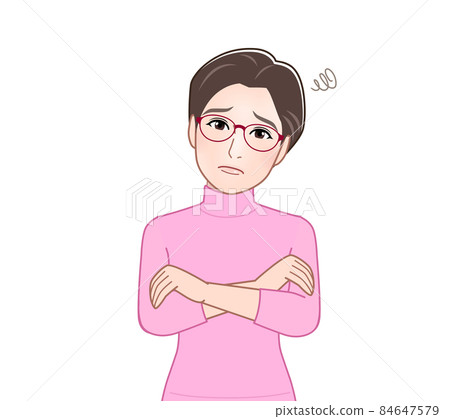 穿粉色長袖高領毛衣的阿姨 84647579