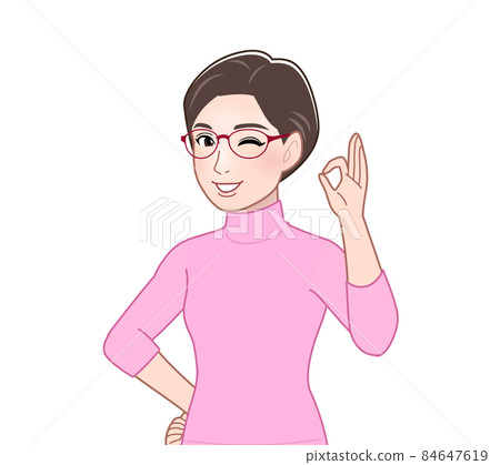 Aunt in a turtleneck wearing pink long sleeves 84647619