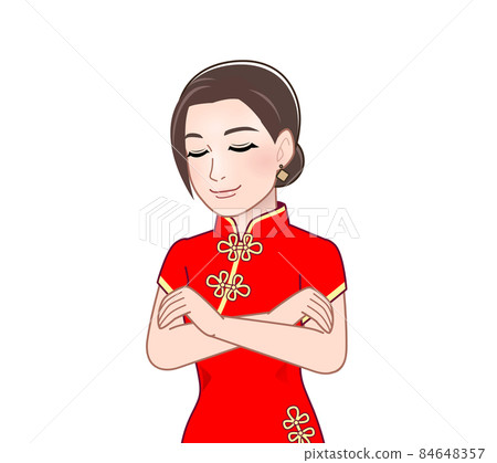 A woman in a Chinese dress 84648357