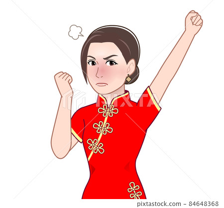 A woman in a Chinese dress 84648368