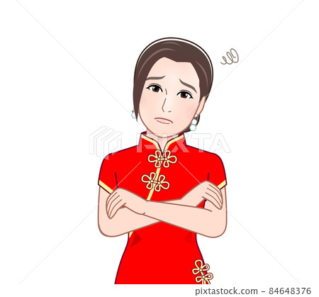A woman in a Chinese dress 84648376