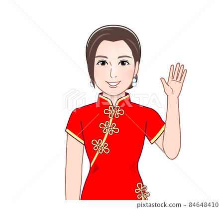 A woman in a Chinese dress 84648410