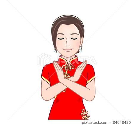 A woman in a Chinese dress 84648420