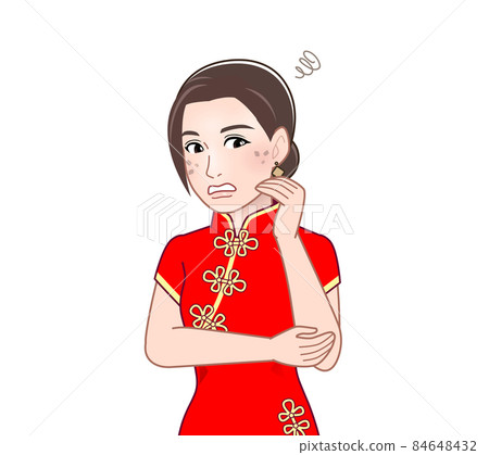 A woman in a Chinese dress 84648432