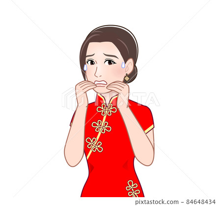 A woman in a Chinese dress 84648434