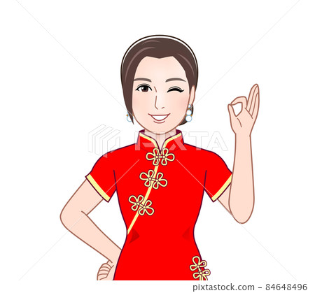 A woman in a Chinese dress A woman in a Chinese dress 84648496