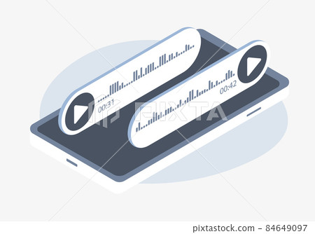 Voice message bubbles isometric vector icon concept. Voice chat messaging correspondence, event notification. Voice message bubbles isometric vector icon concept. Voice chat messaging correspondence, event notification. 84649097