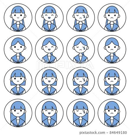 Person icon set_High school girl facial expression Person icon set_High school girl facial expression 84649180