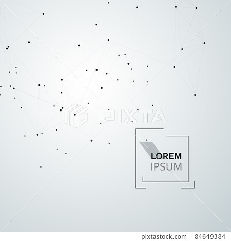 Line art wireframe with black network dots. Data science concept. Internet technology. Abstract geometric background. Design element. Vector design. Business concept 84649384