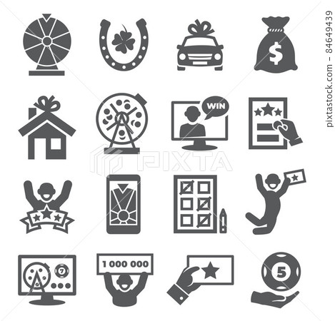 Lottery icon set on white background Lottery icon set on white background 84649439