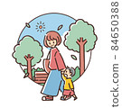 Illustration of walking parent and child 84650388