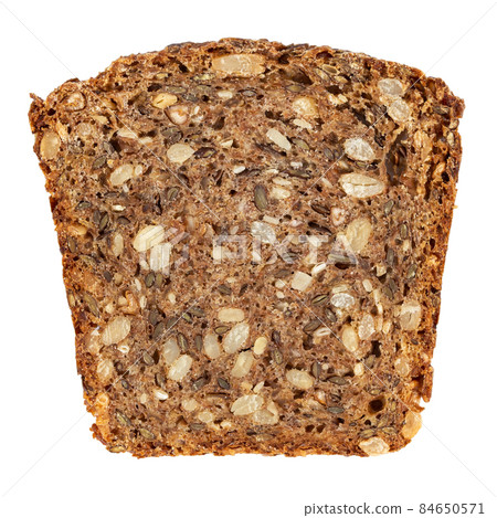 Fresh bread with seeds isolated on a white background. 84650571
