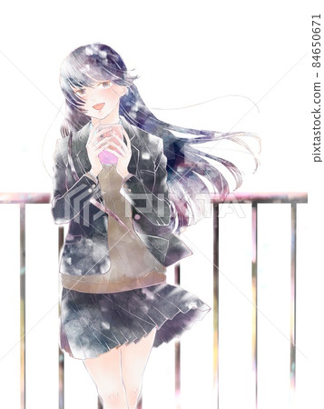 Female student laughing with a smartphone / rooftop Female student laughing with a smartphone / rooftop 84650671