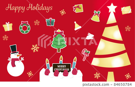 易於使用的聖誕材料紅色，可用於明信片、銷售、橫幅 84650784