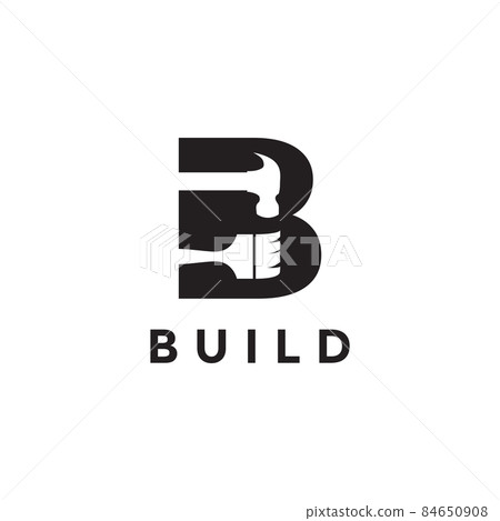 Letter B With Hammer And Brush Logo Symbol Icon... - Stock Illustration ...