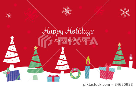 易於使用的聖誕材料白紅色，可用於明信片、銷售、橫幅 84650958