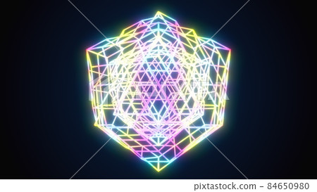 Neon crystal made of mesh lines 84650980